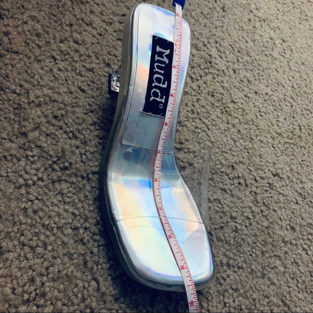 Mudd iridescent holographic y2k 90s sandals heels - Picture 6 of 7